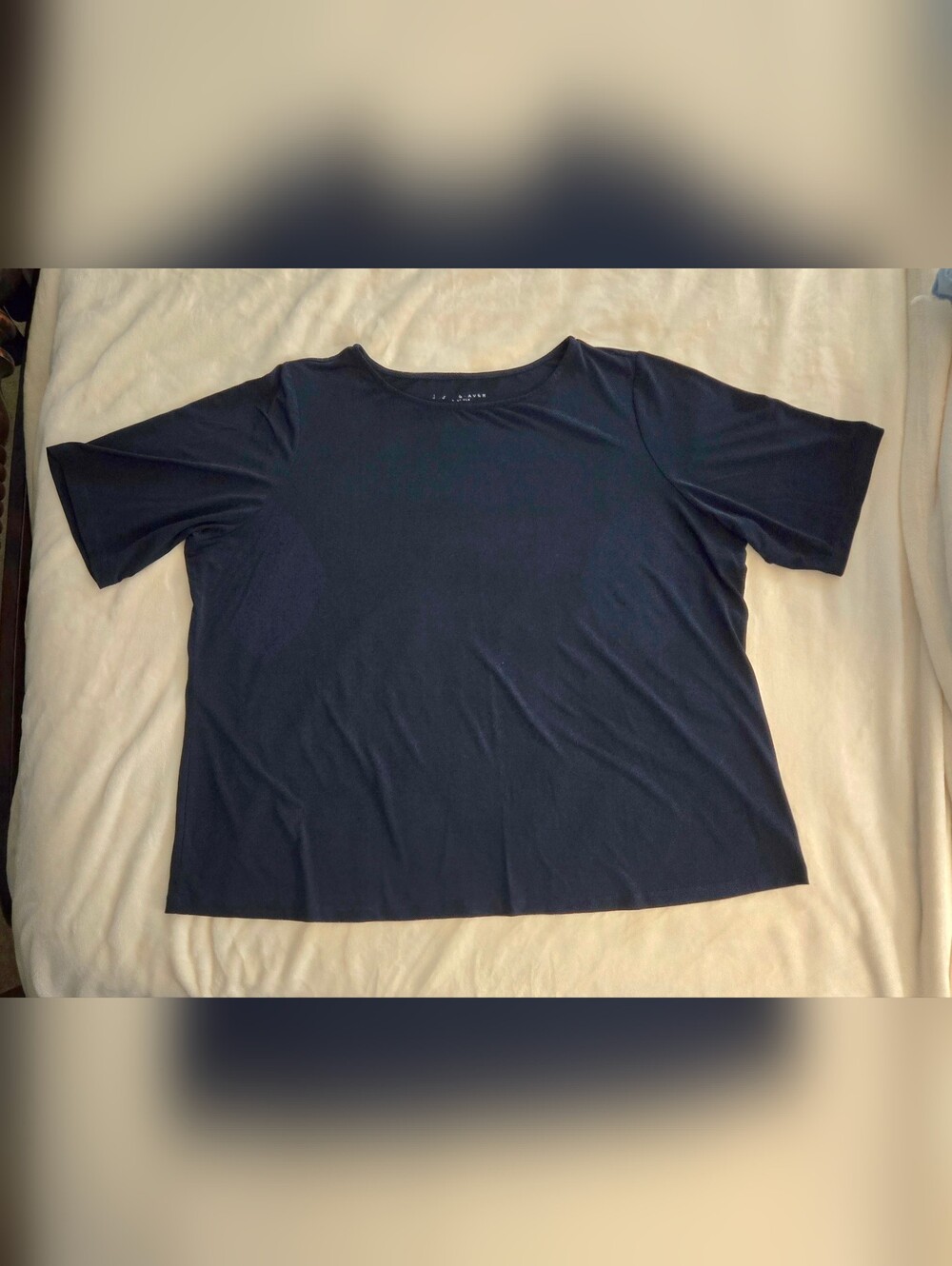 Susan Graver Navy Short-Sleeve Knit Top